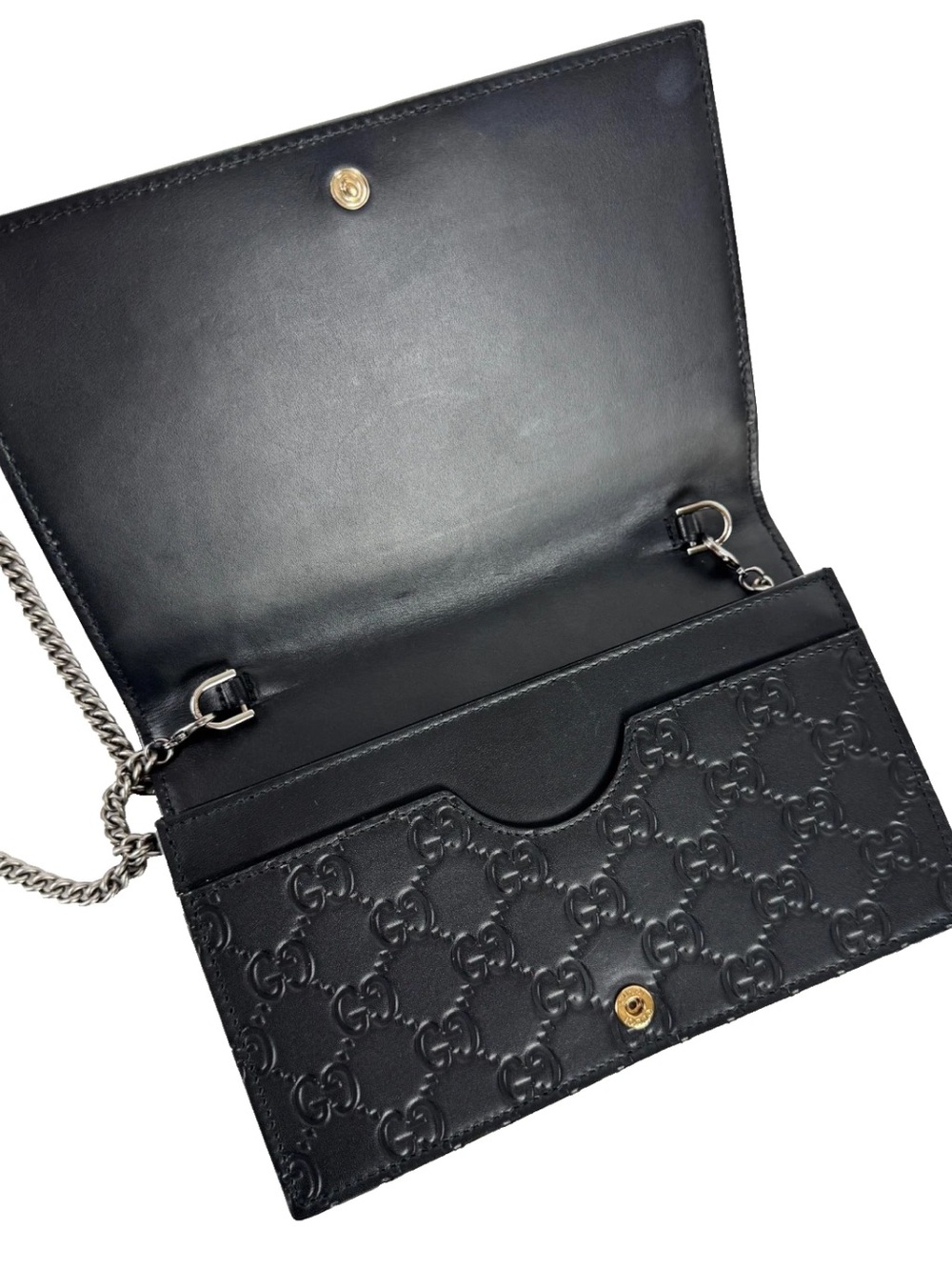 Authentic Gucci Black Embossed Mini Guccissima Bow Signature Bag - Picture 6 of 14